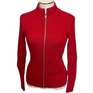 Jones New York Sport Women’s cardigan sweater zipper closure red size Small